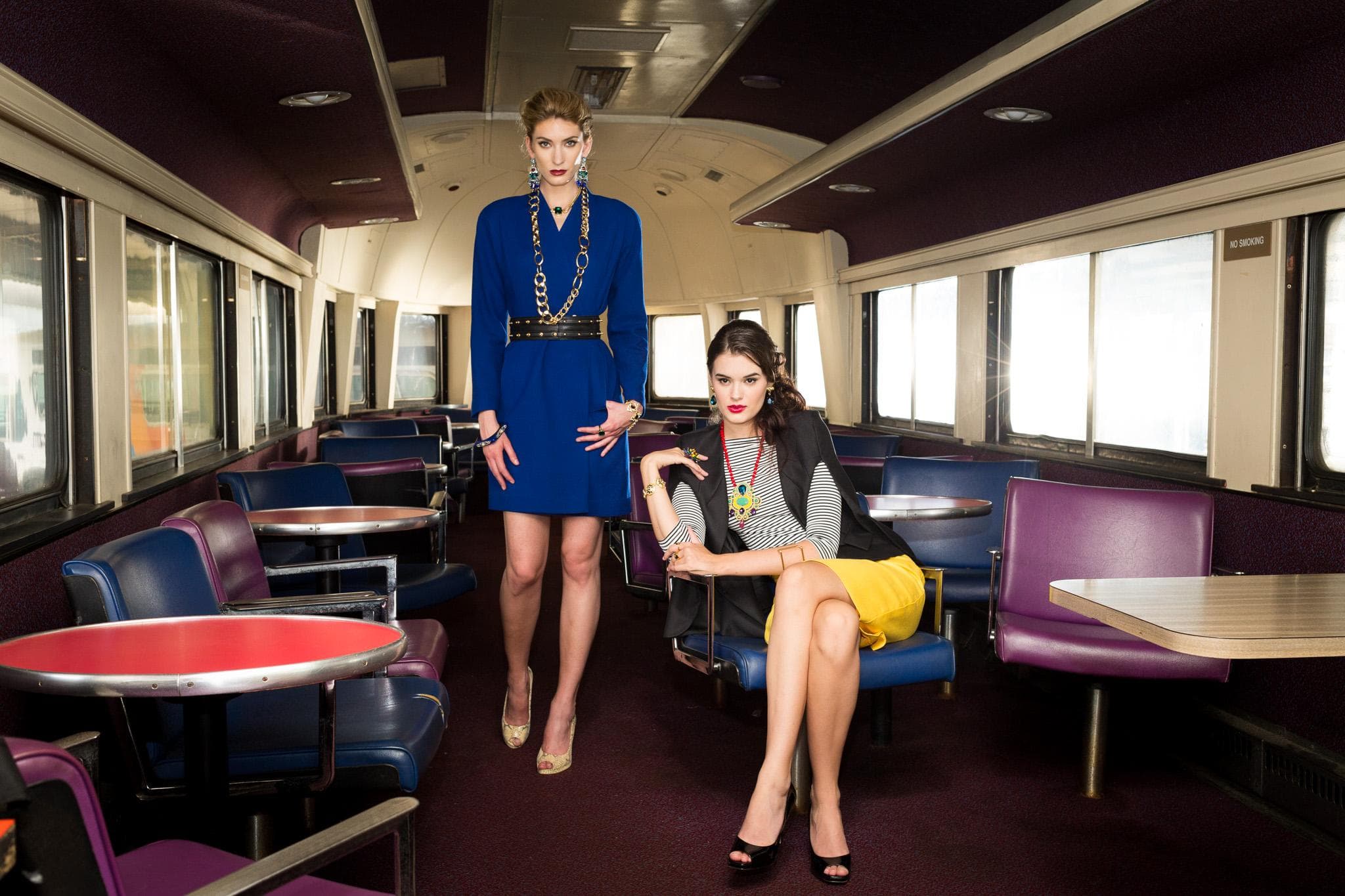Tall Beautiful Women on a Train Car