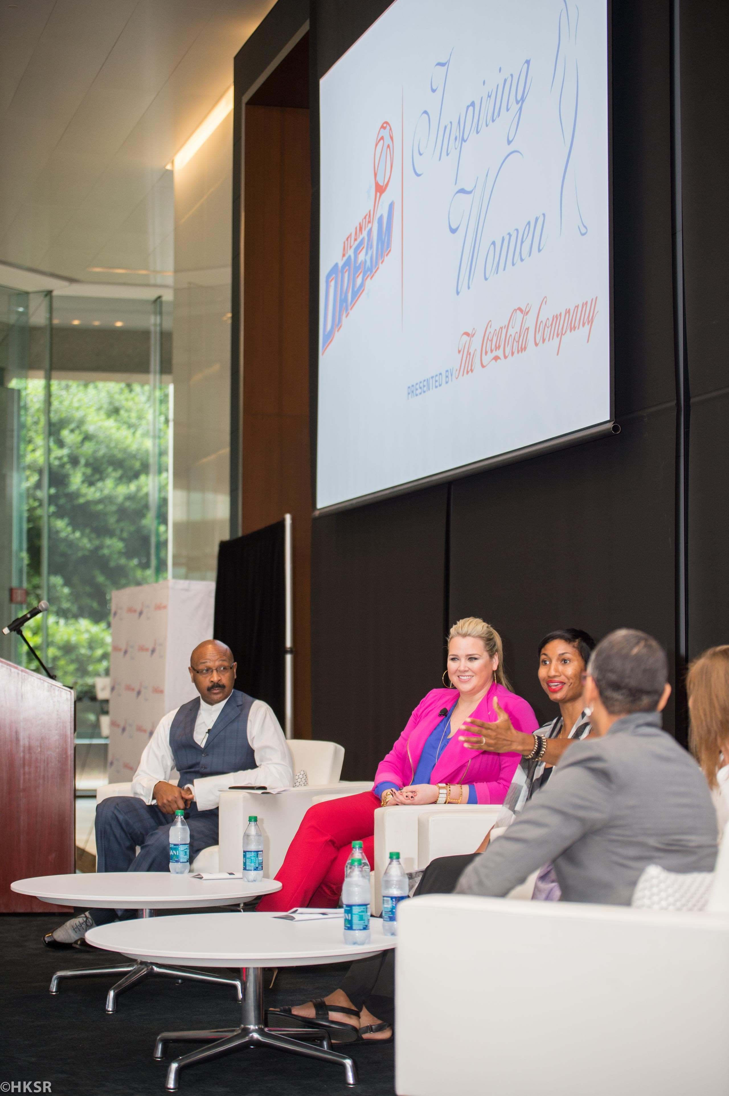 Glam Kam speaking at Atlanta Dream Inspiring Women Series